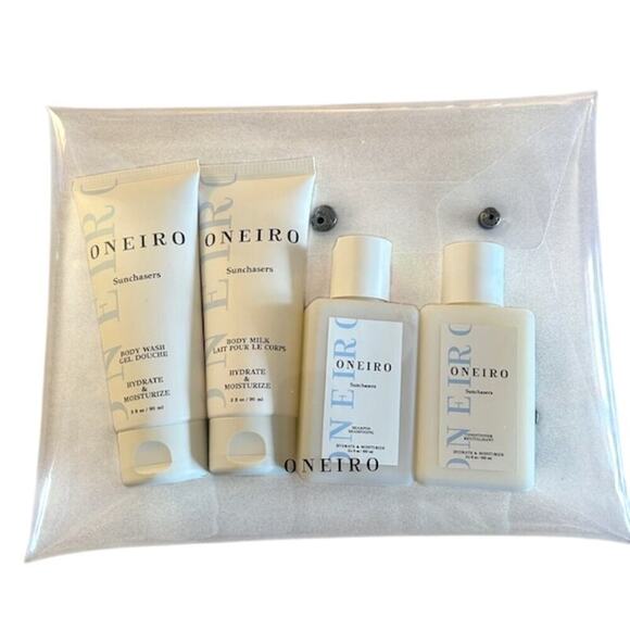 Oneiro Sunchasers 4 Piece Travel Set: Shampoo, Conditioner, Body Wash, Body Milk - Picture 1 of 10